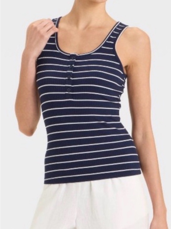 a new day Tops - a new day Navy‎ and White Striped Ribbed Tank